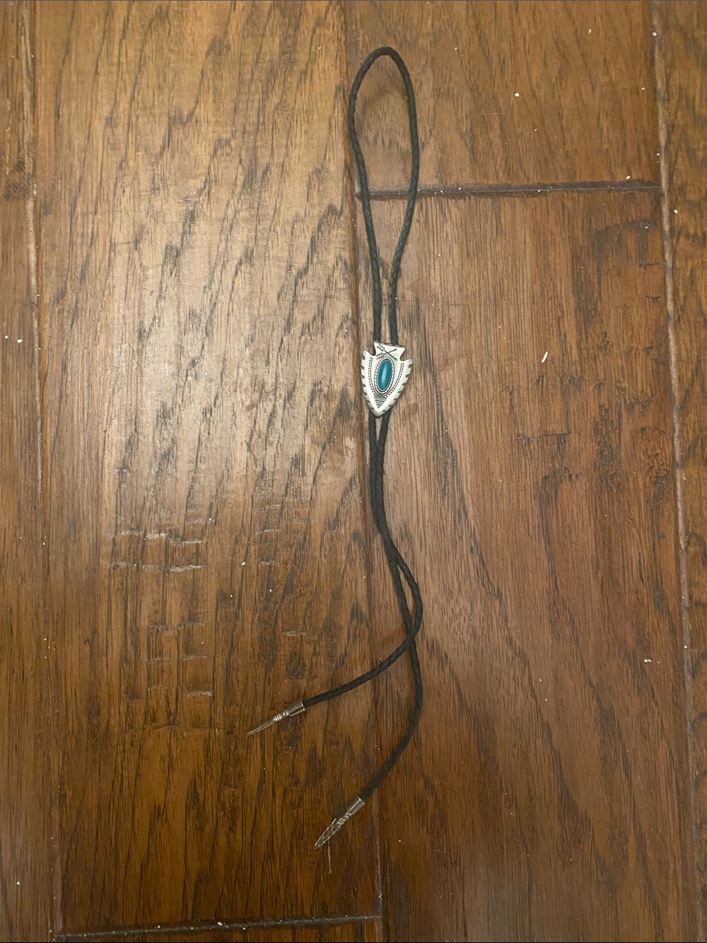 Turquoise Accent Black Cord Bolo Tie